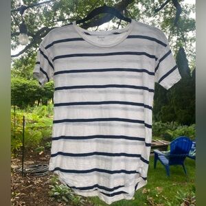 Madewell Navy and White Striped Tee